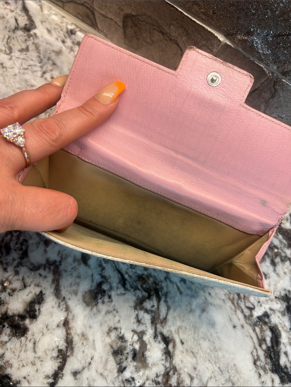 Dior Beige Canvas Continental Wallet with Pink leather Trim - Picture 9 of 16